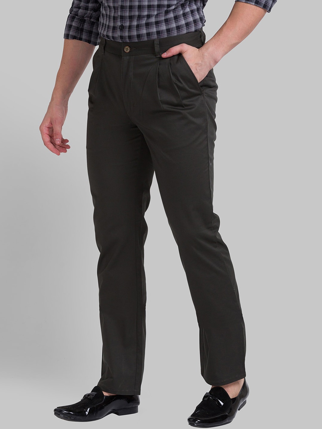 

Parx Men Green Pleated Trousers