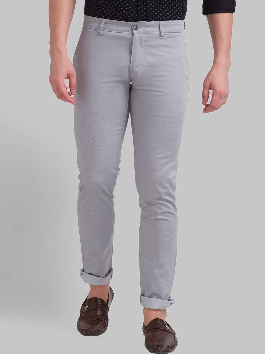 

Parx Men Grey Tapered Fit Trousers