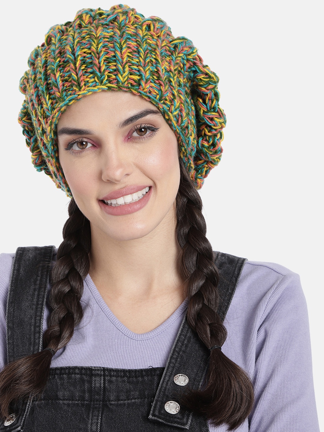 

Magic Needles Women Multicoloured Shroom Beanie, Multi