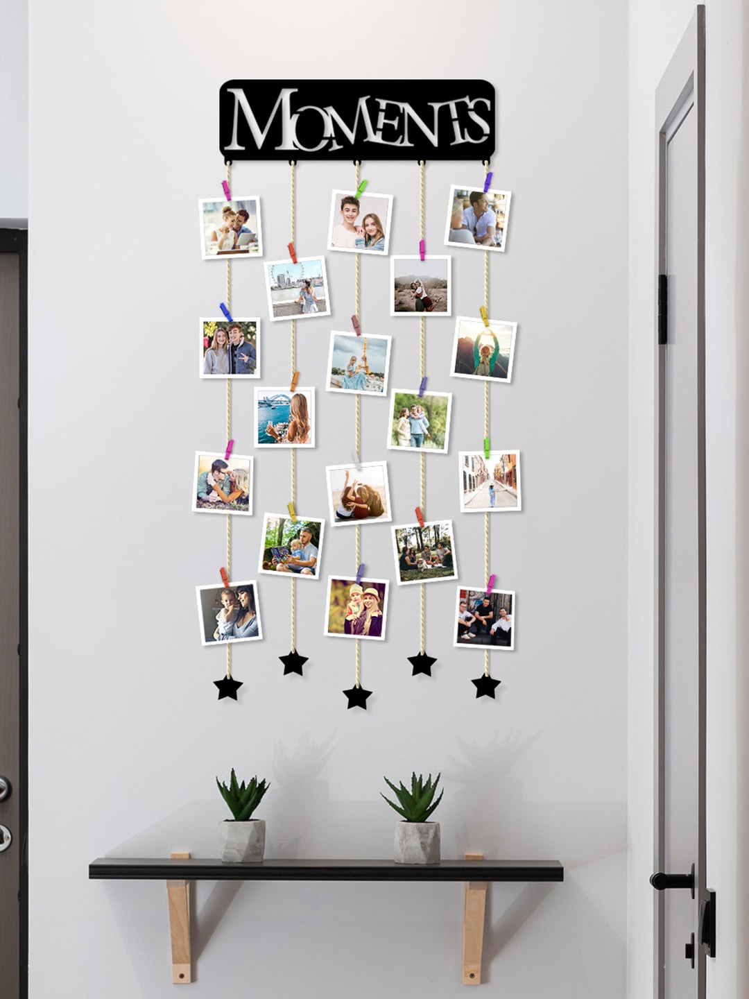 

Art Street Black Moments Theme MDF Plaque with Photo Clip Holders Wall Decor