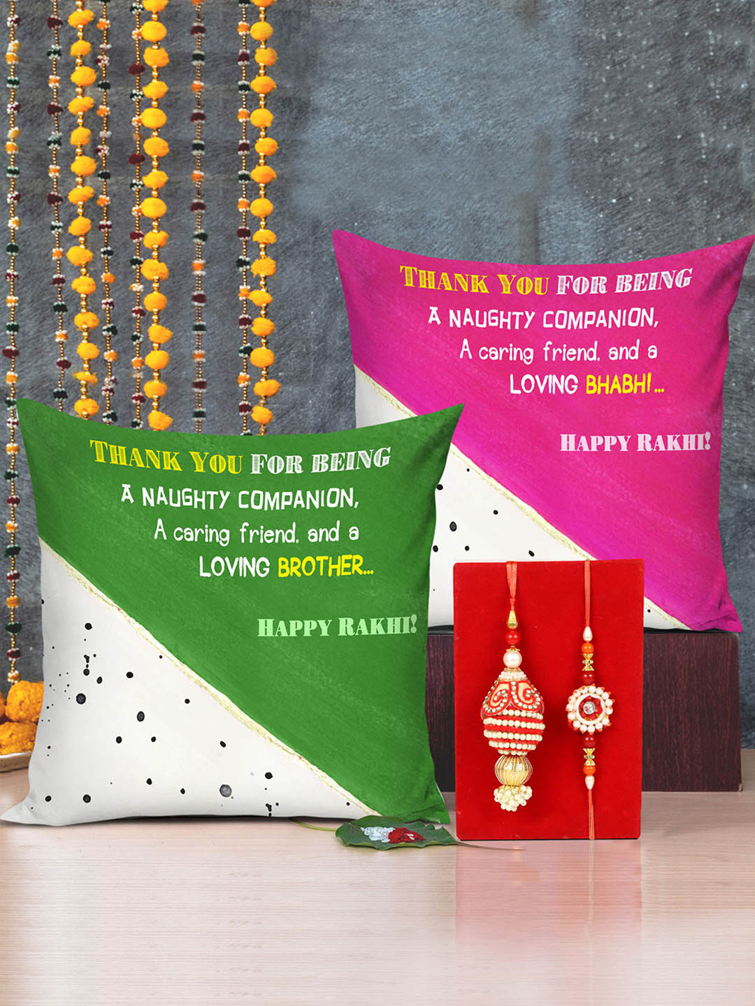 

TIED RIBBONS Set Of 2 Rakhi Gift Set, Gold