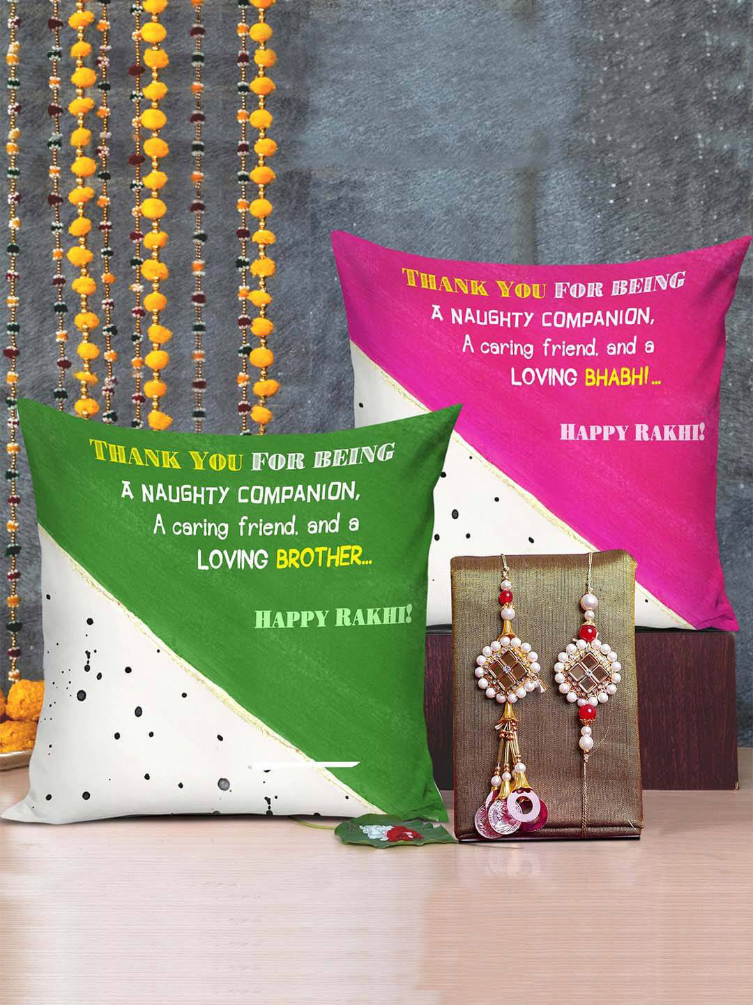 

TIED RIBBONS Set of 2 Multicolored Bhaiya Bhabhi Rakhi Combo, Multi