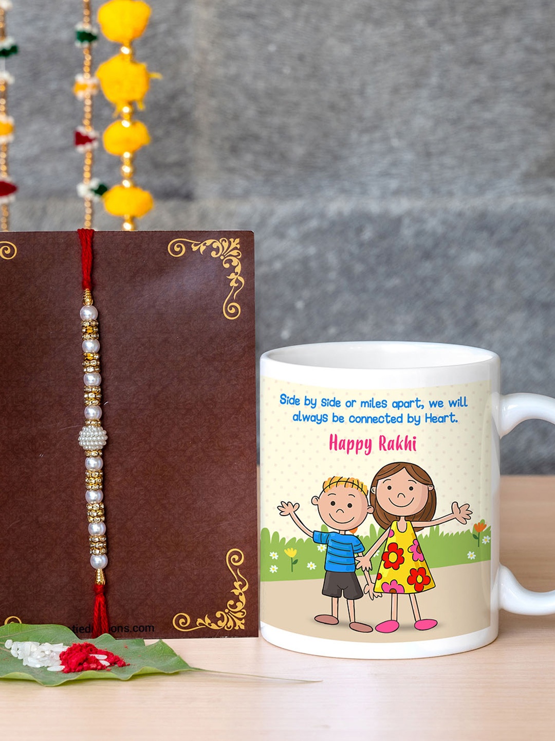 

TIED RIBBONS Red & Gold-Toned Rakhi Gift Set