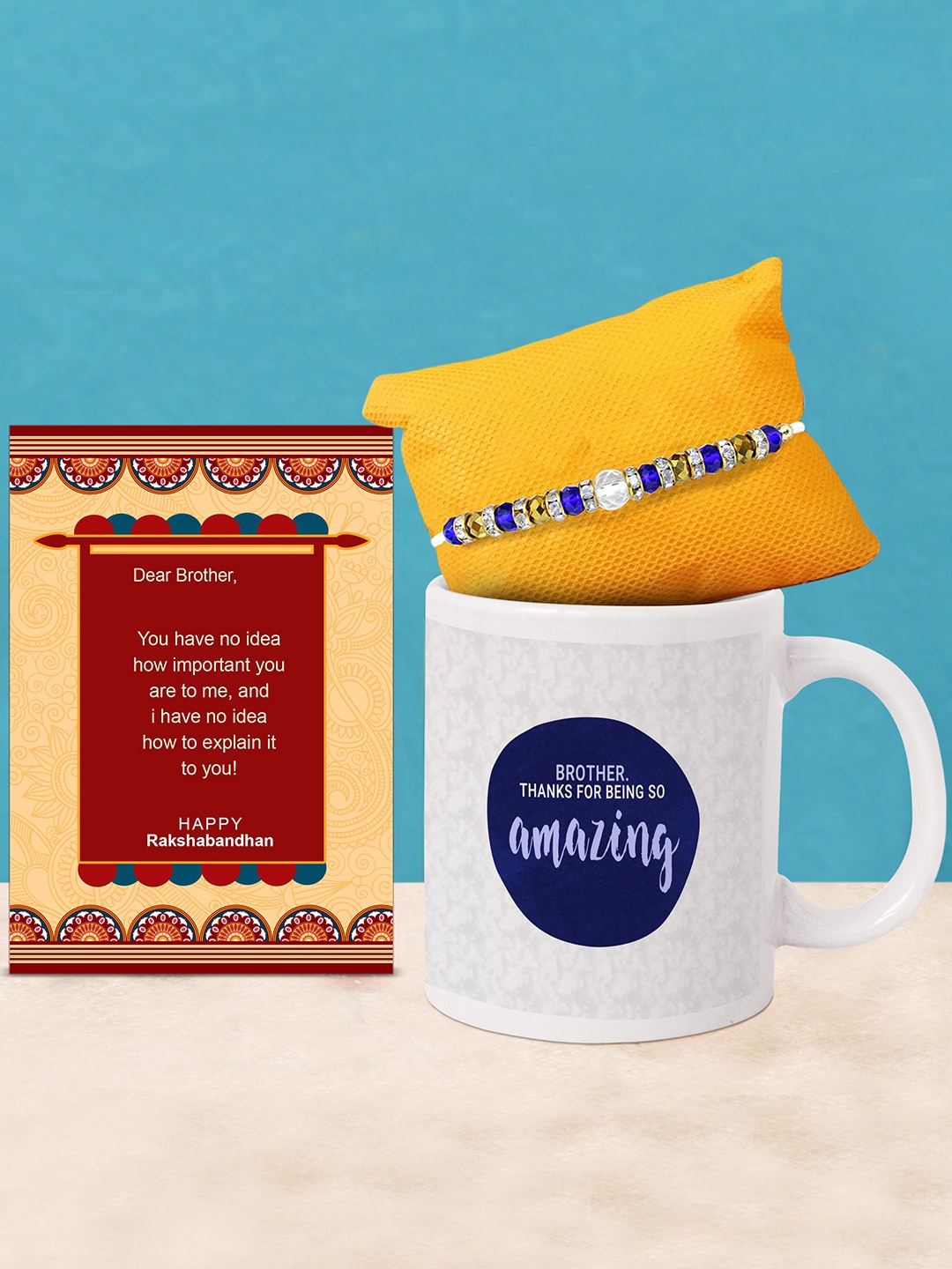

TIED RIBBONS Premium Rakhi With Printed Coffee Mug Combo Gift Set, Multi