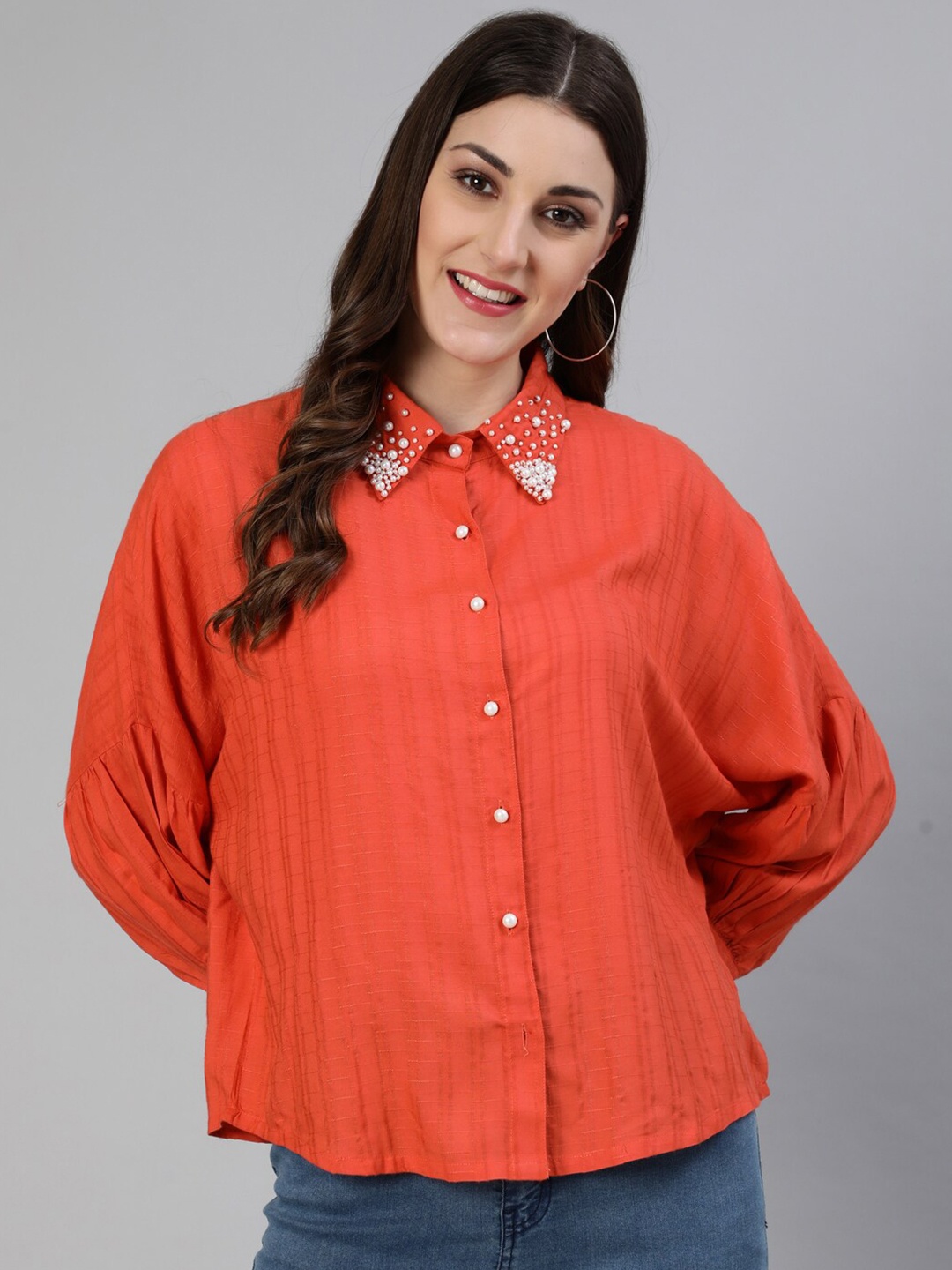 

Jaipur Kurti Women Orange Straight Casual Shirt