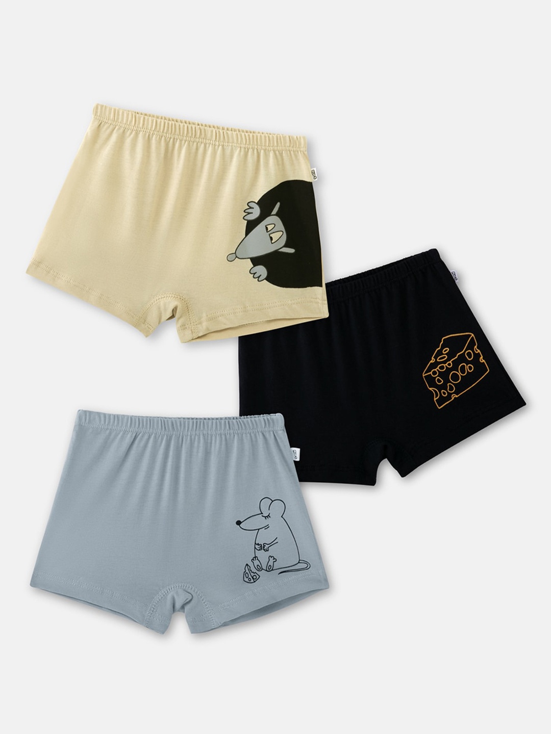 

You Got Plan B Girls Pack of 3 Printed 100% Cotton Boy Shorts, Black