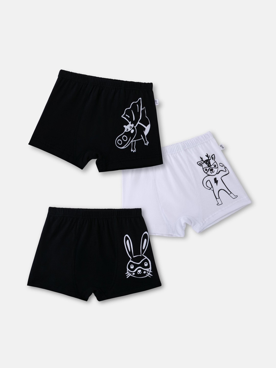 

You Got Plan B Boys Set of 3 Black & White Printed Anti Microbial Cotton Boxers