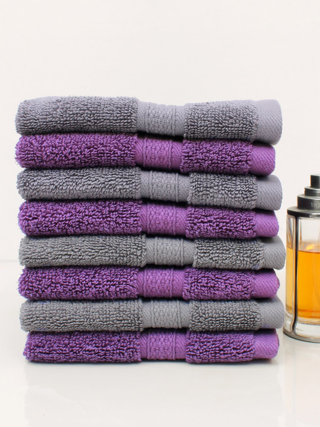 

AVI Living Adults Set of 8 Solid Purple and Grey 550 GSM Cotton Face Towels
