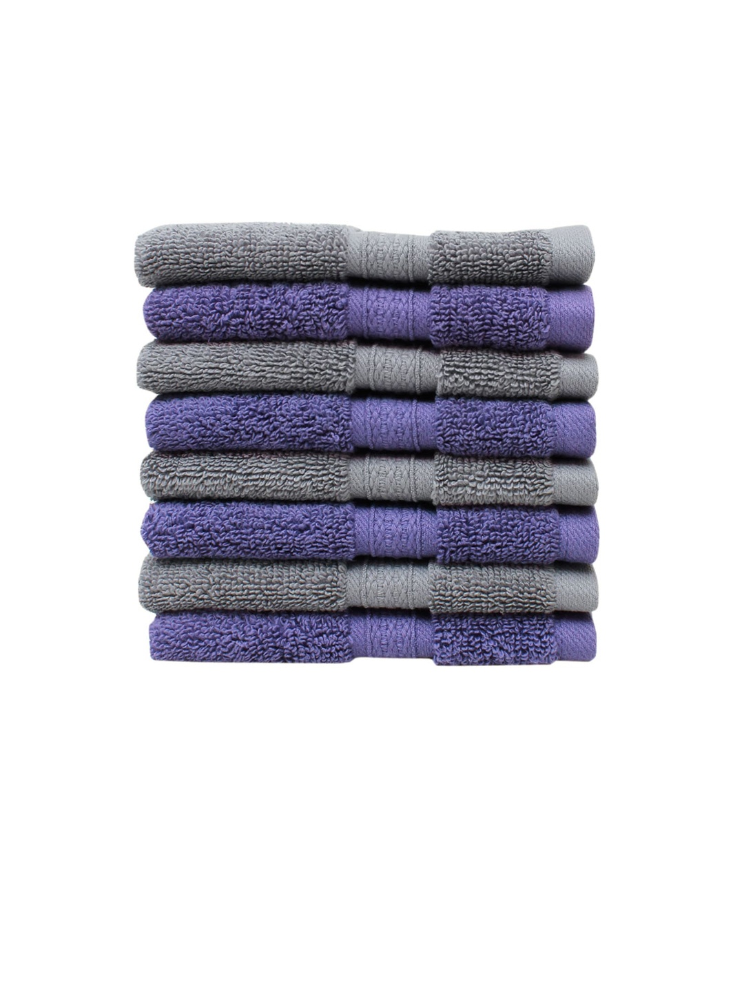

AVI Living Set Of 8 Solid 550 GSM Pure Cotton Face Towels, Grey