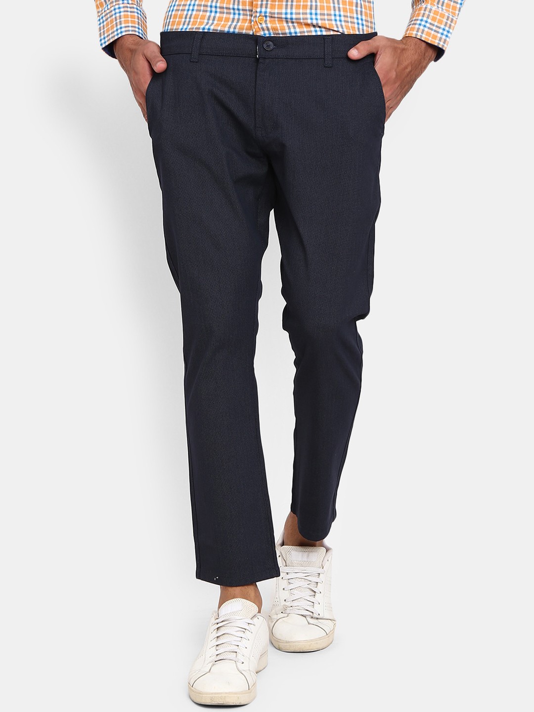 

V-Mart Men Navy Blue Classic Casual Chinos Trousers