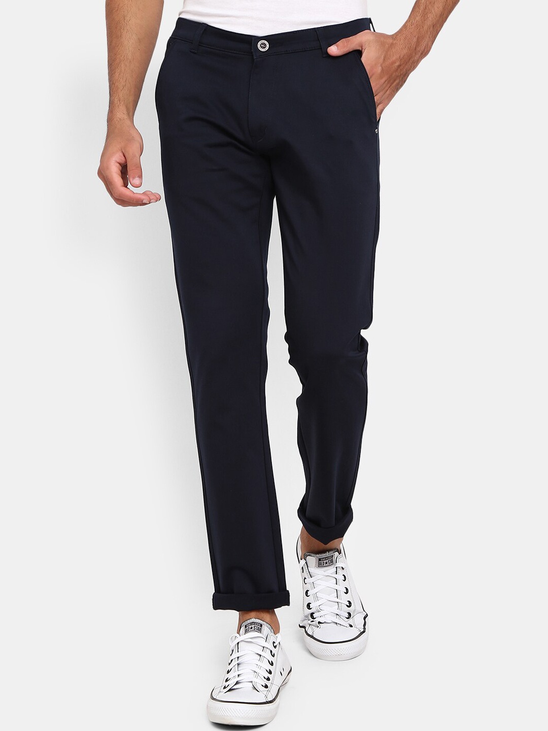 

V-Mart Men Navy Blue Classic Slim Fit Chinos Trousers