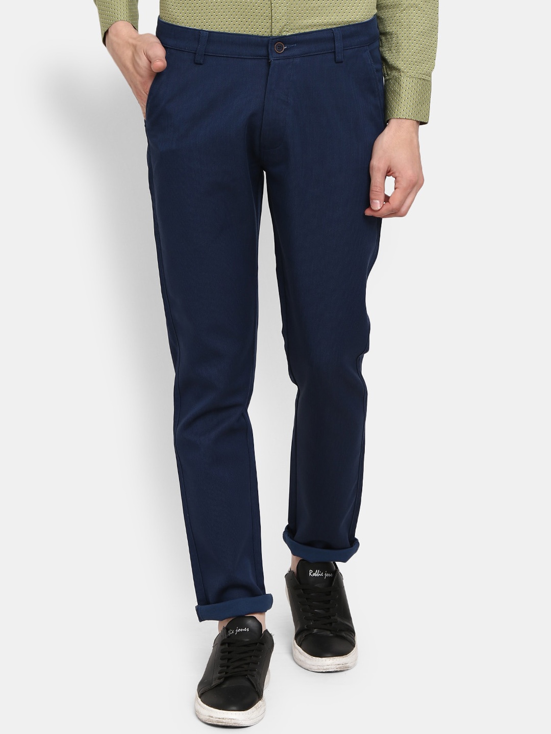 

V-Mart Men Navy Blue Classic Slim Fit Formal Chinos Trousers
