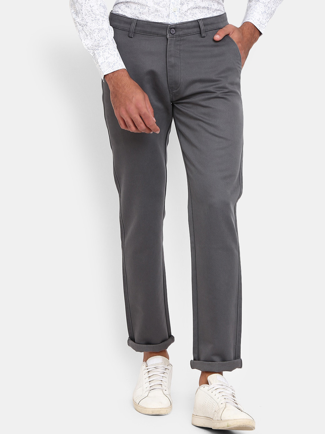 

V-Mart Men Grey Classic Slim Fit Chinos Trousers
