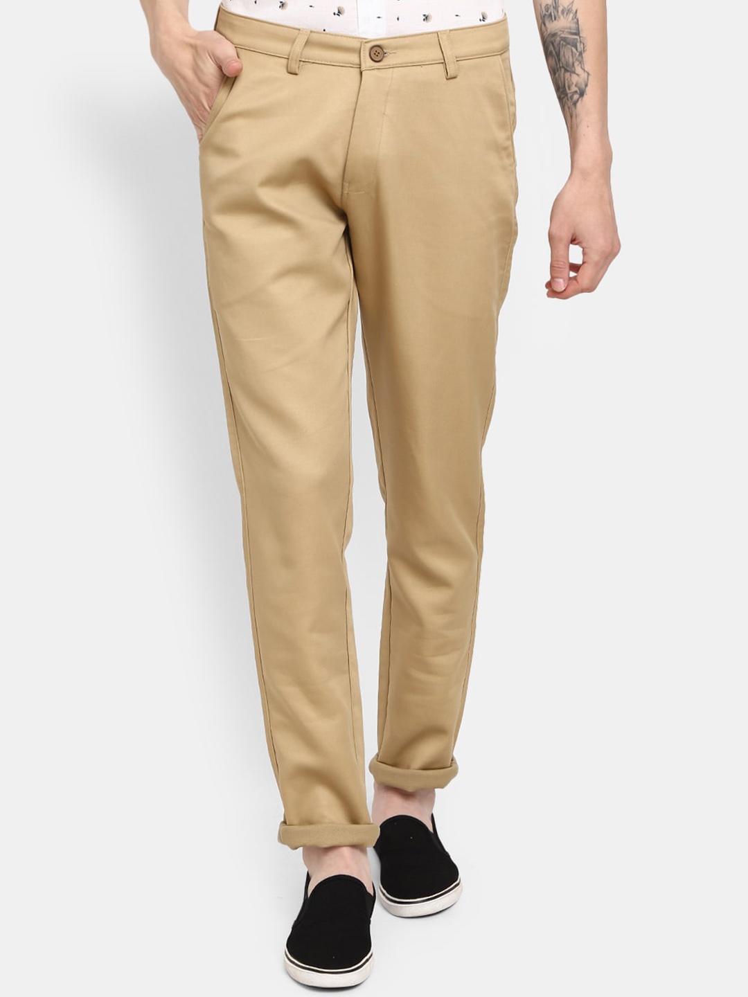 

V-Mart Men Khaki Classic Slim Fit Chinos Trousers