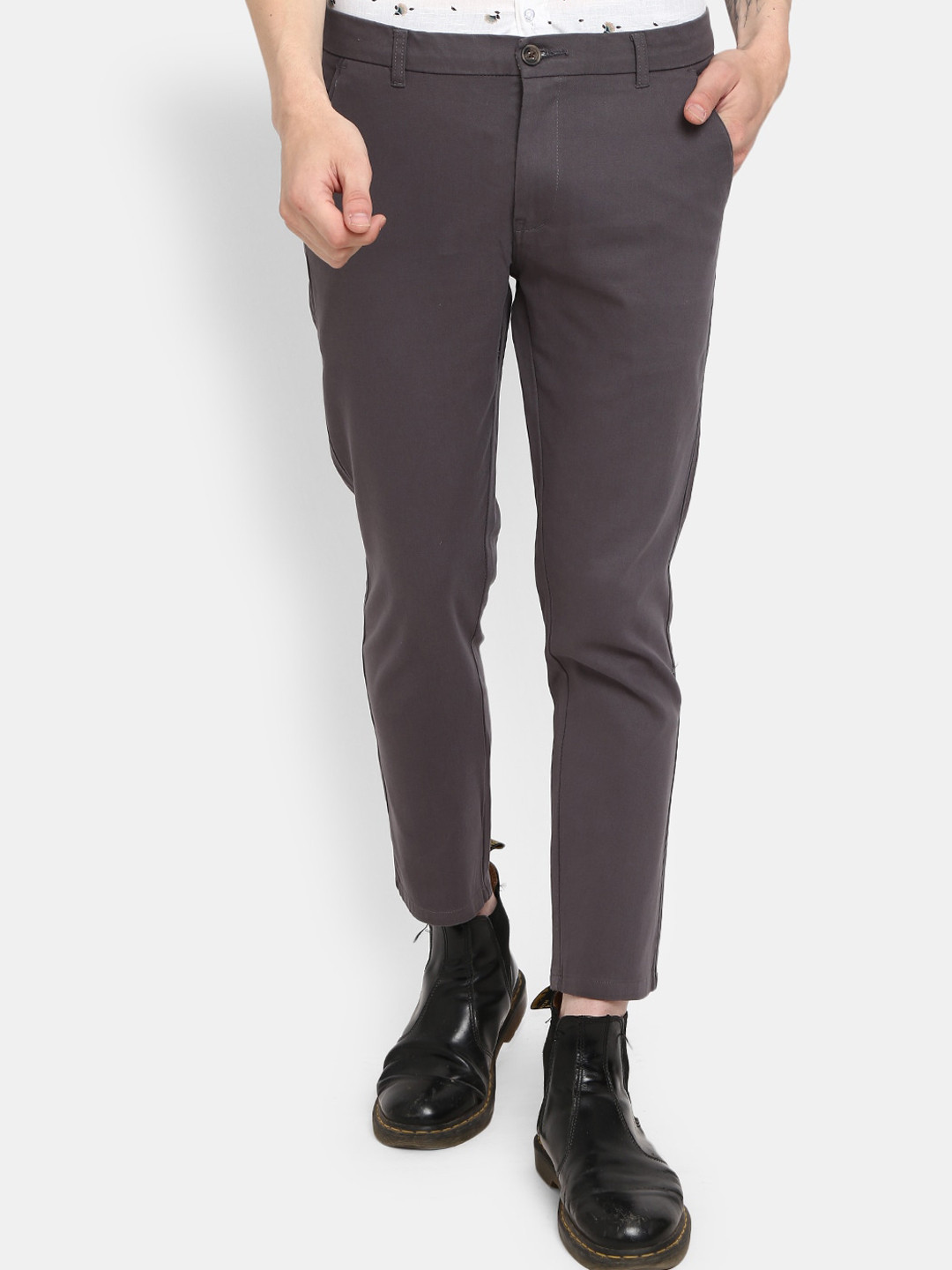 

V-Mart Men Grey Classic Chinos Trousers