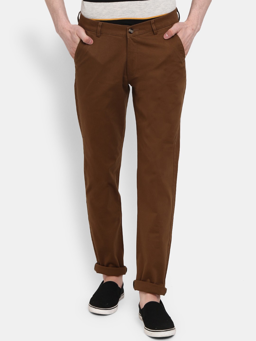 

V-Mart Men Brown Classic Slim Fit Chinos Trousers