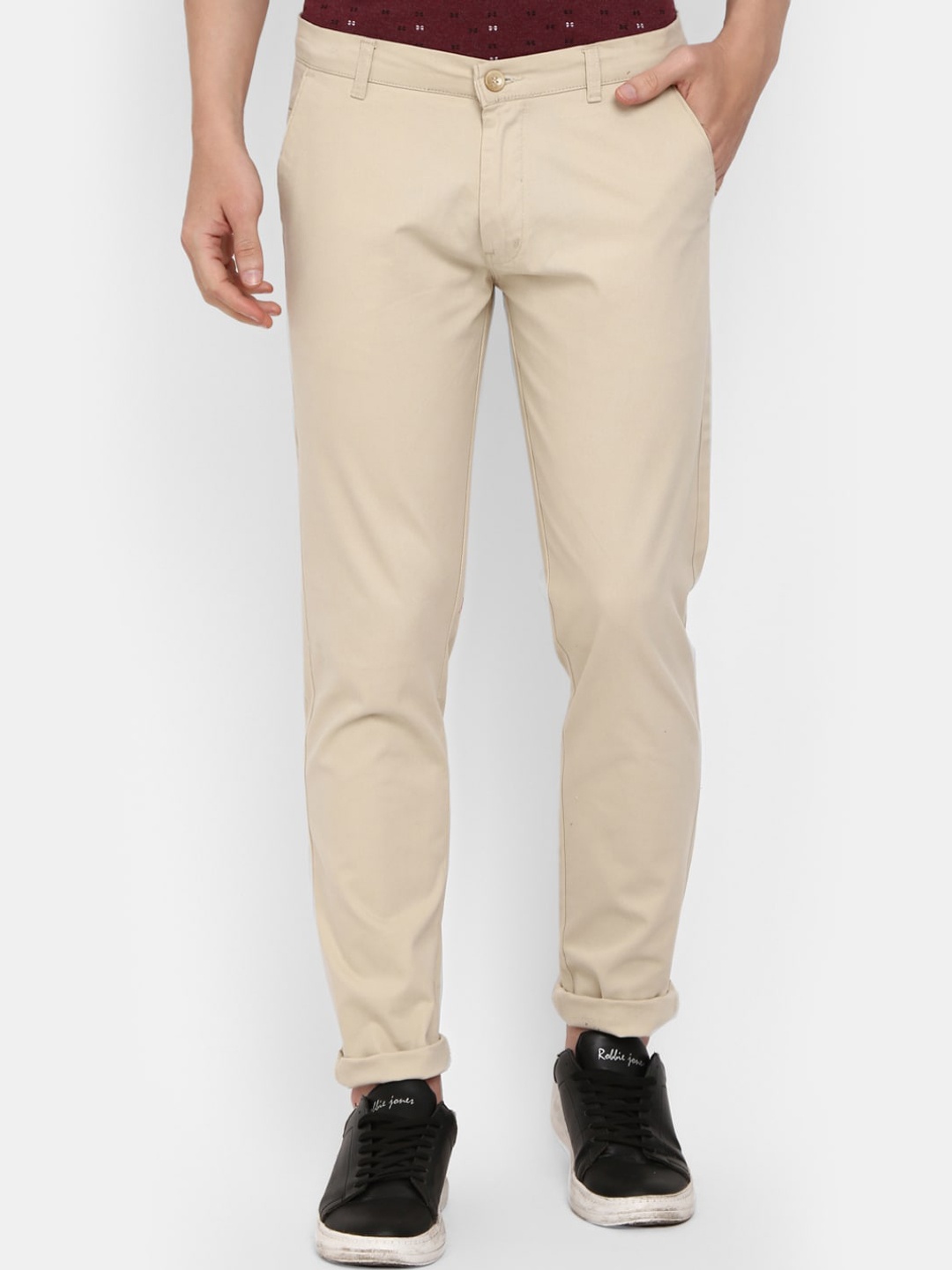 

V-Mart Men Cream-Coloured Classic Slim Fit Trousers