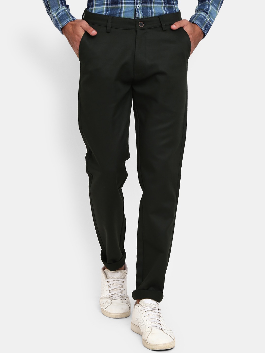 

V-Mart Men Green Classic Slim Fit Chinos Trousers