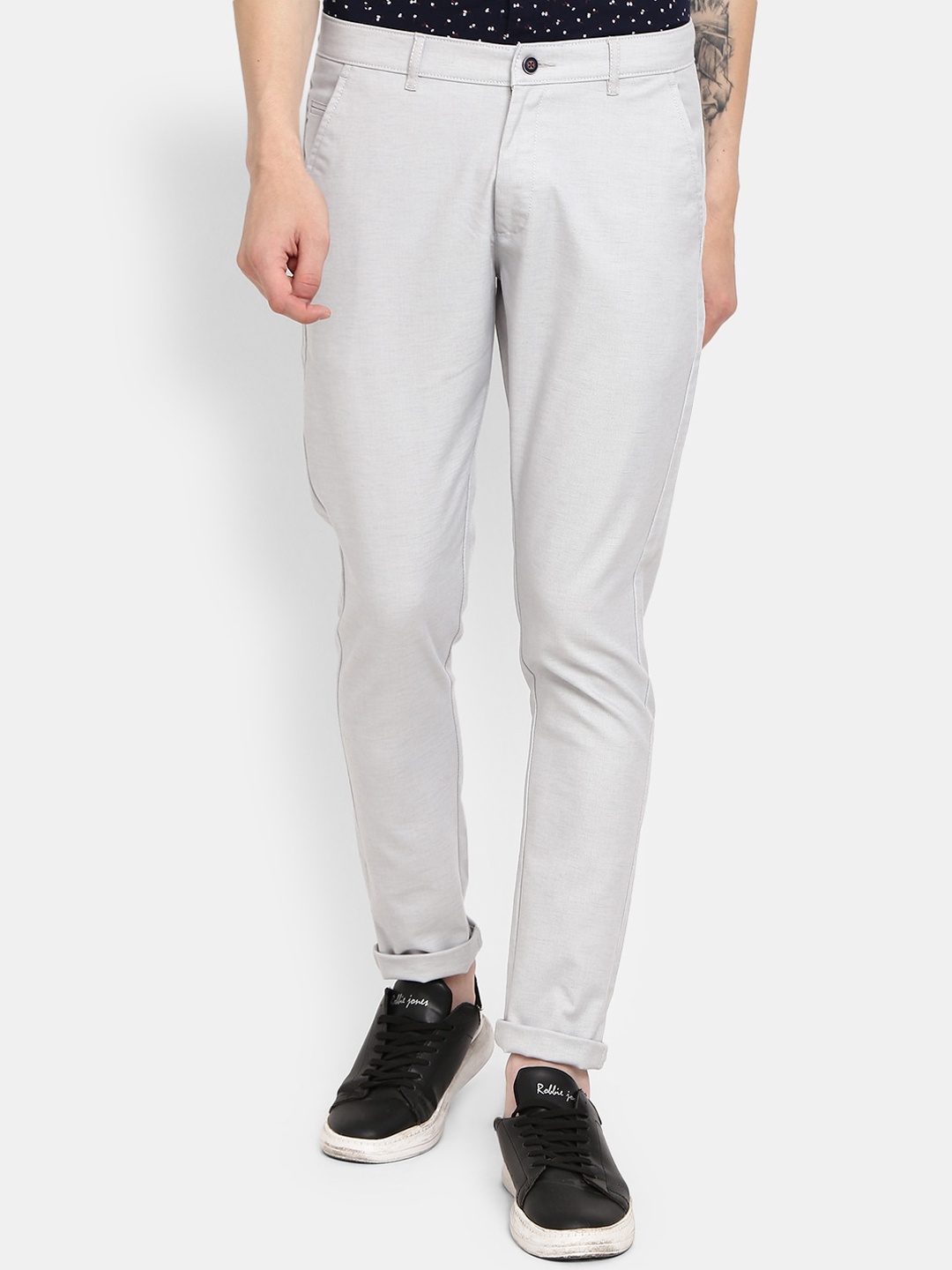 

V-Mart Men Grey Classic Cotton Linen Trousers