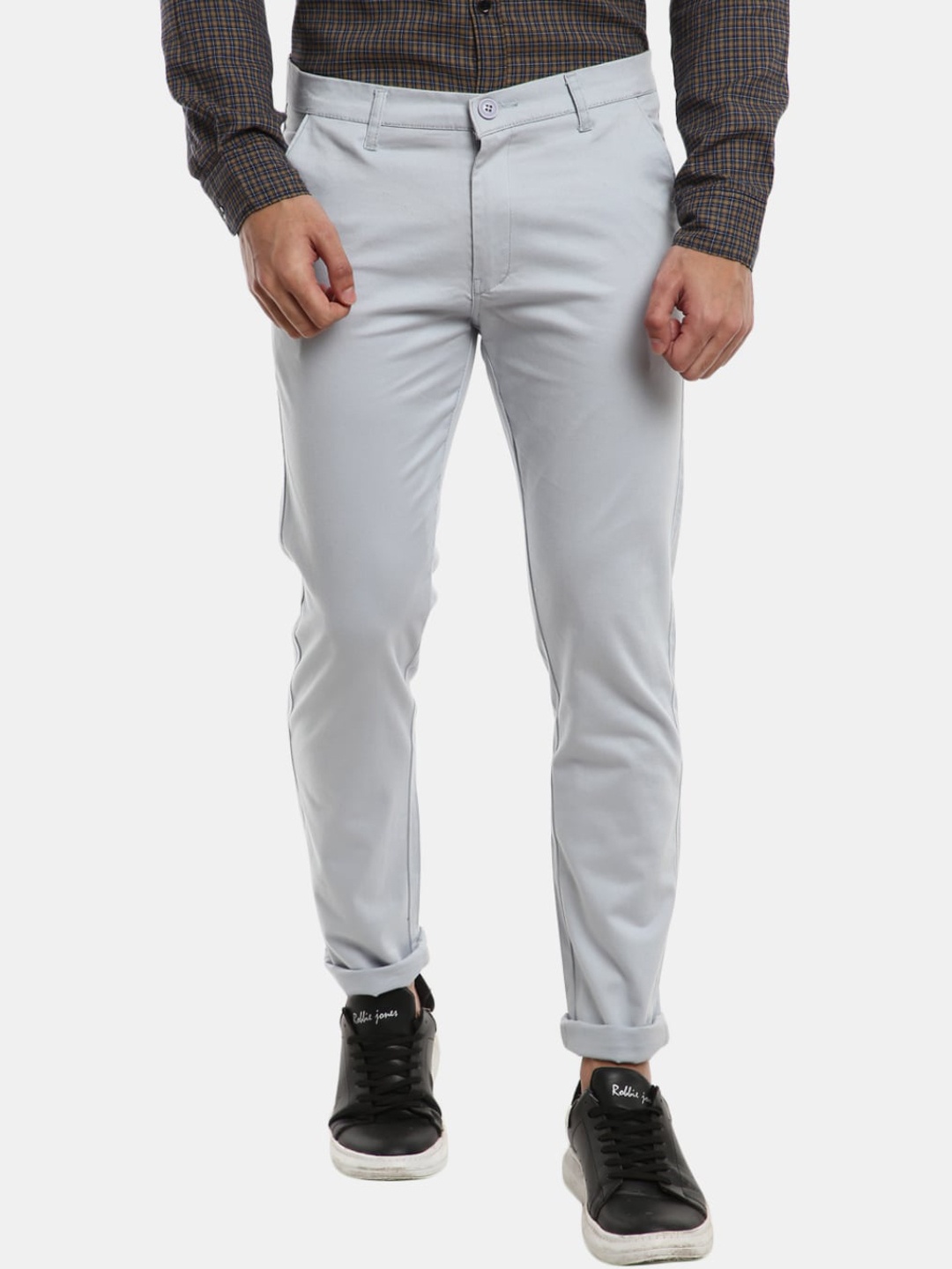 

V-Mart Men Light Blue Classic Slim Fit Chinos Trousers