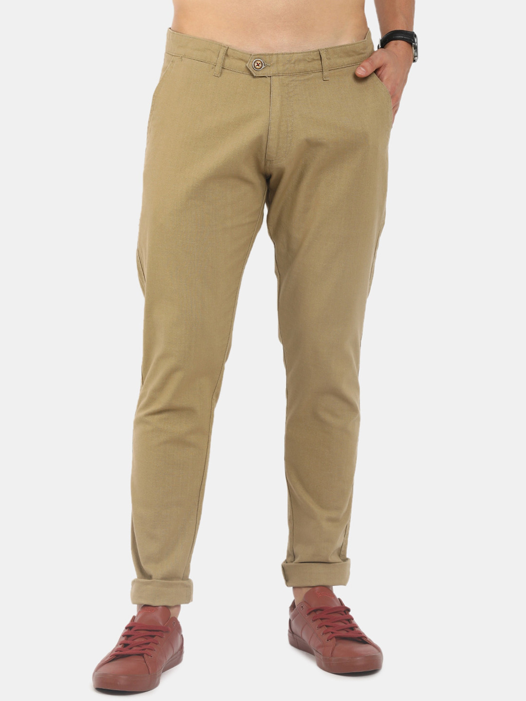 

V-Mart Men Khaki Classic Slim Fit Cotton Trouser