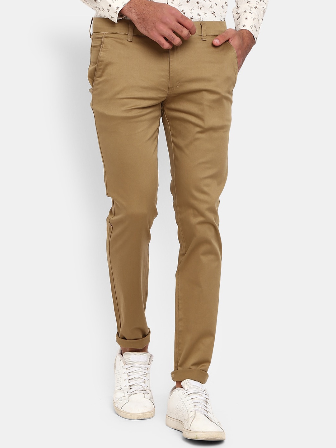 

V-Mart Men Khaki Classic Slim Fit Chinos Trousers