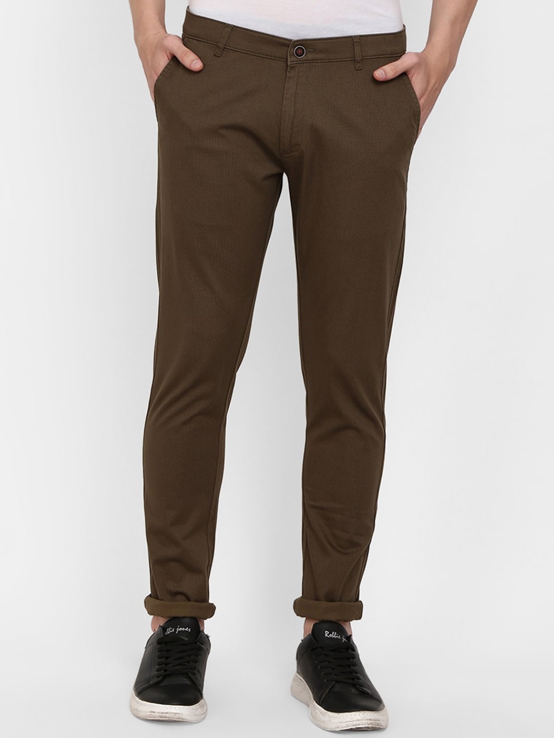 

V-Mart Men Olive Green Classic Satin Cotton Trousers