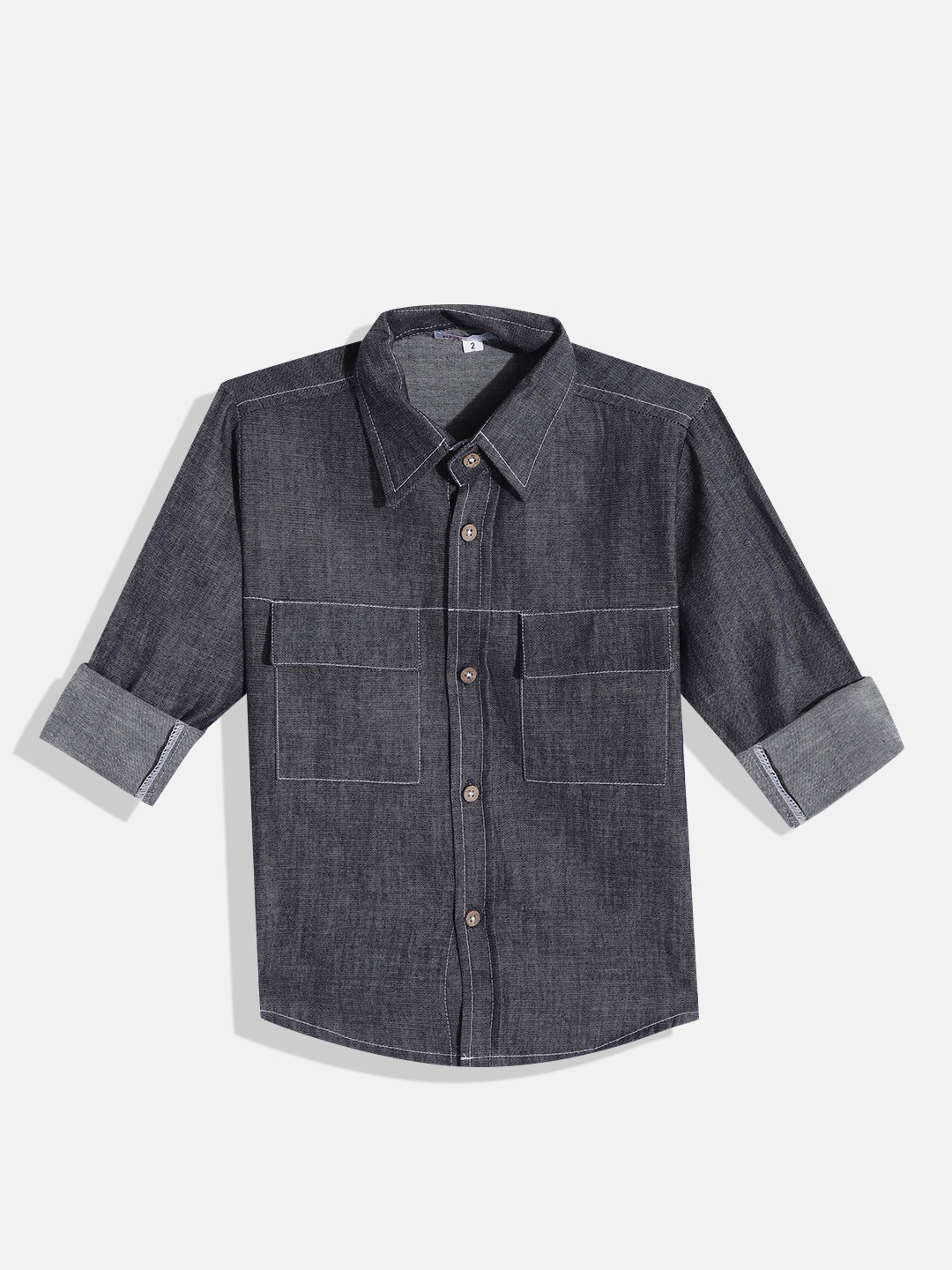 

Kids Clan Boys Grey Classic Skinny Fit Casual Shirt