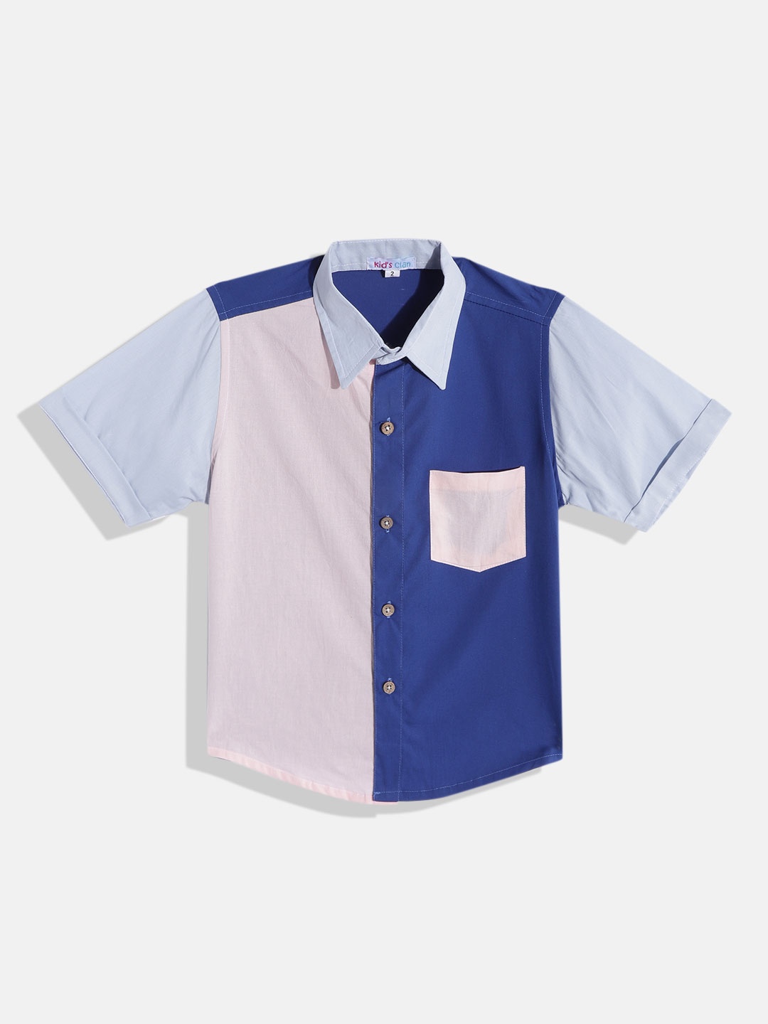 

Kids Clan Boys Blue & Pink Classic Colourblocked Casual Shirt