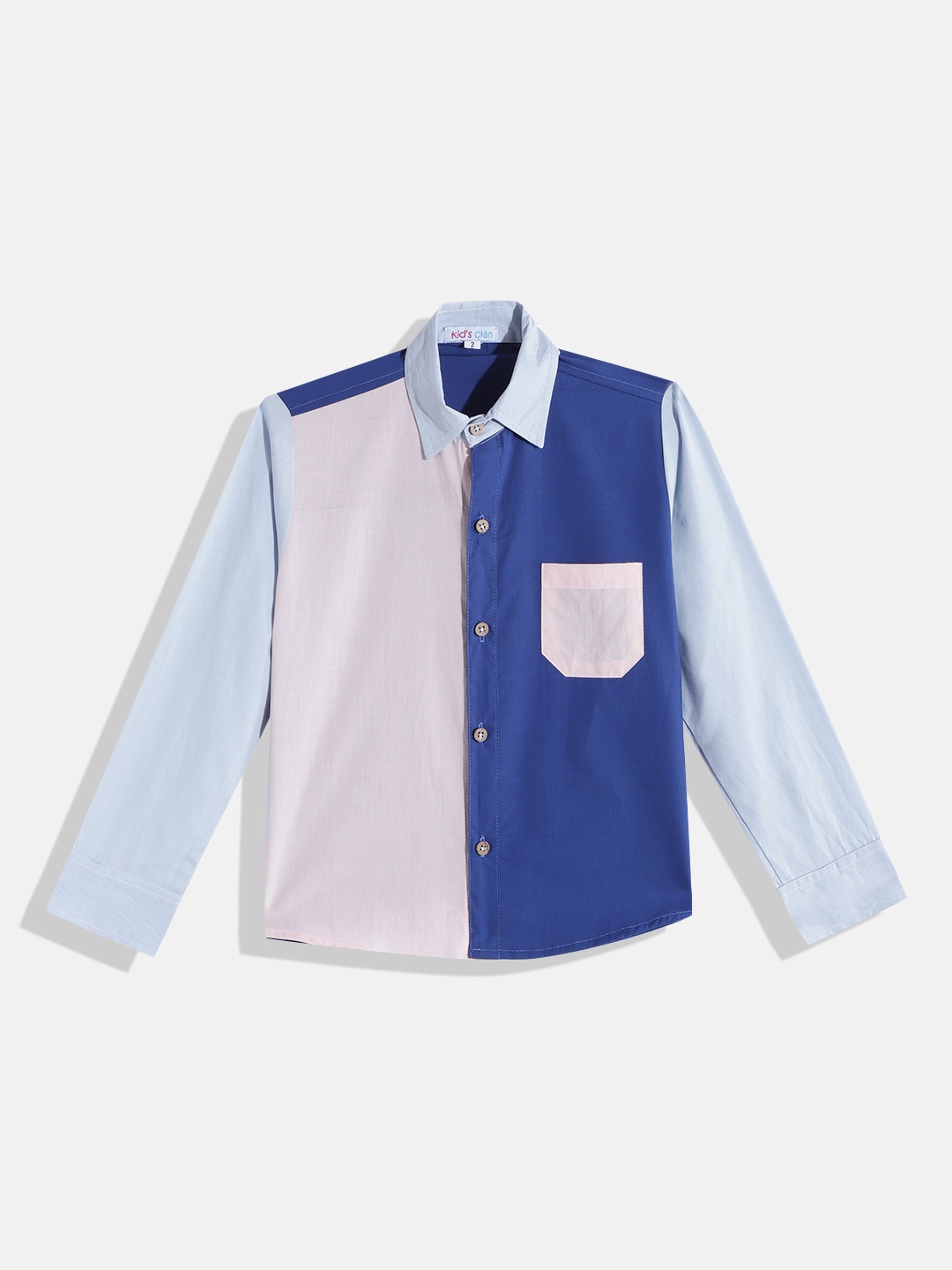 

Kids Clan Boys Blue & Pink Classic Colourblocked Casual Shirt