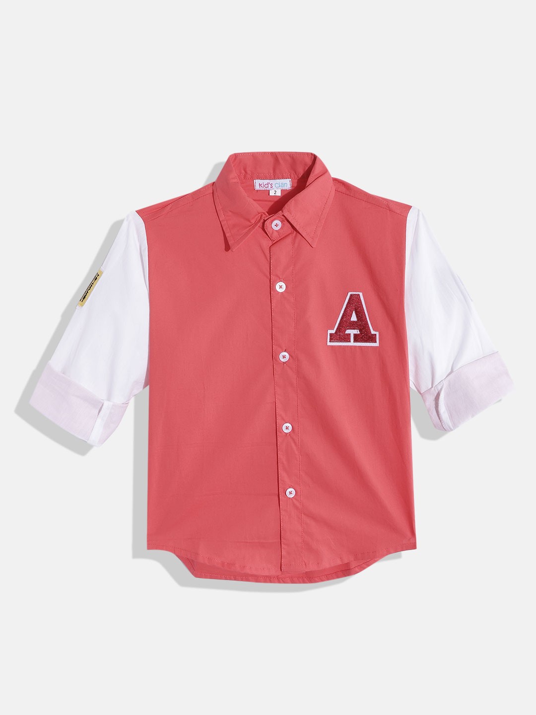 

Kids Clan Boys Red & White Classic Colourblocked Casual Shirt