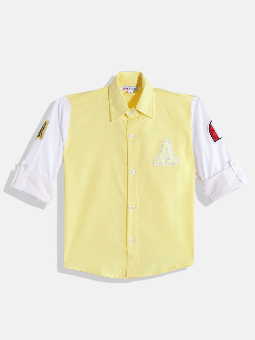 

Kids Clan Boys Yellow & White Classic Colourblocked Casual Shirt