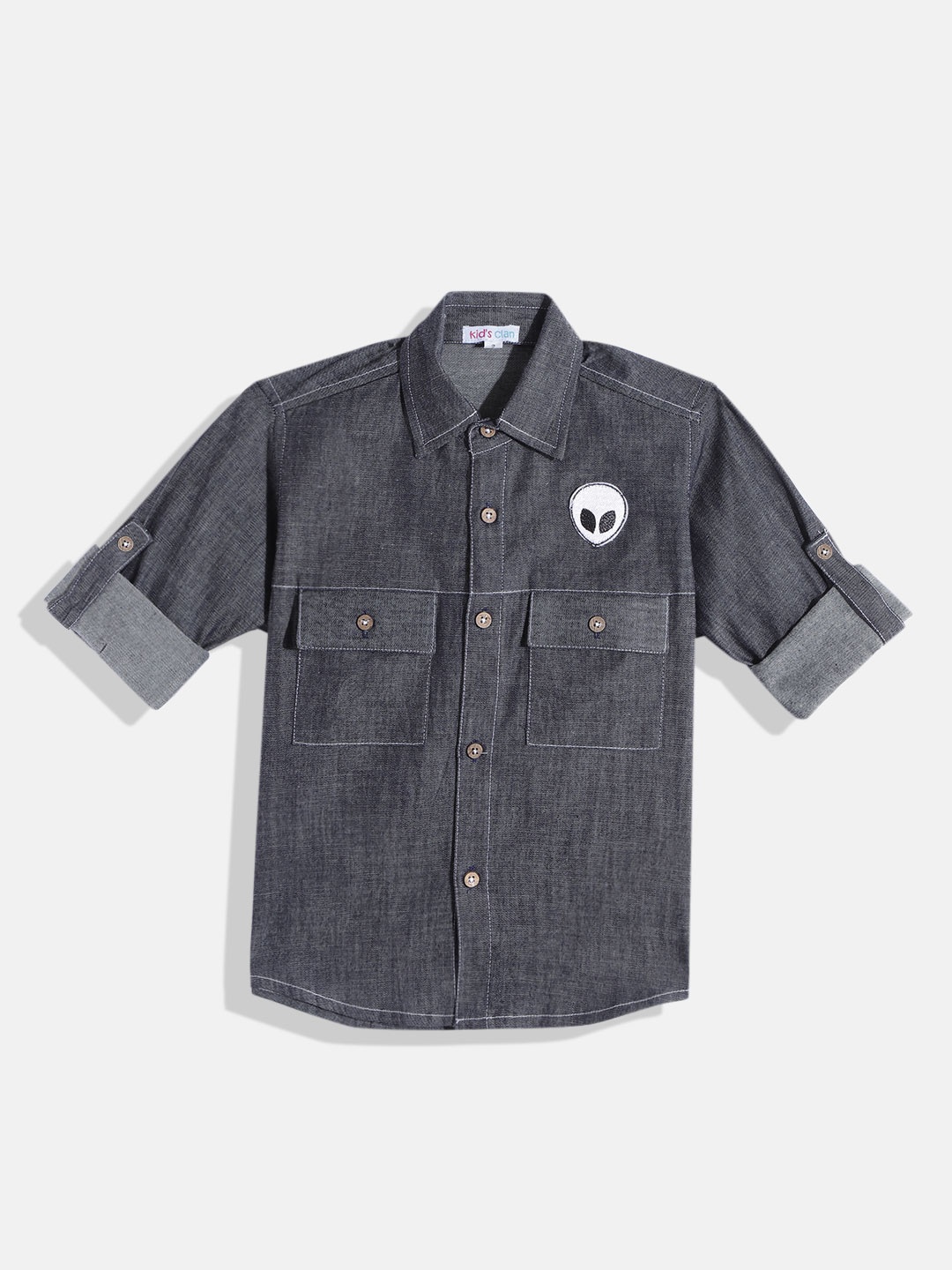 

Kids Clan Boys Grey Classic Skinny Fit Casual Shirt