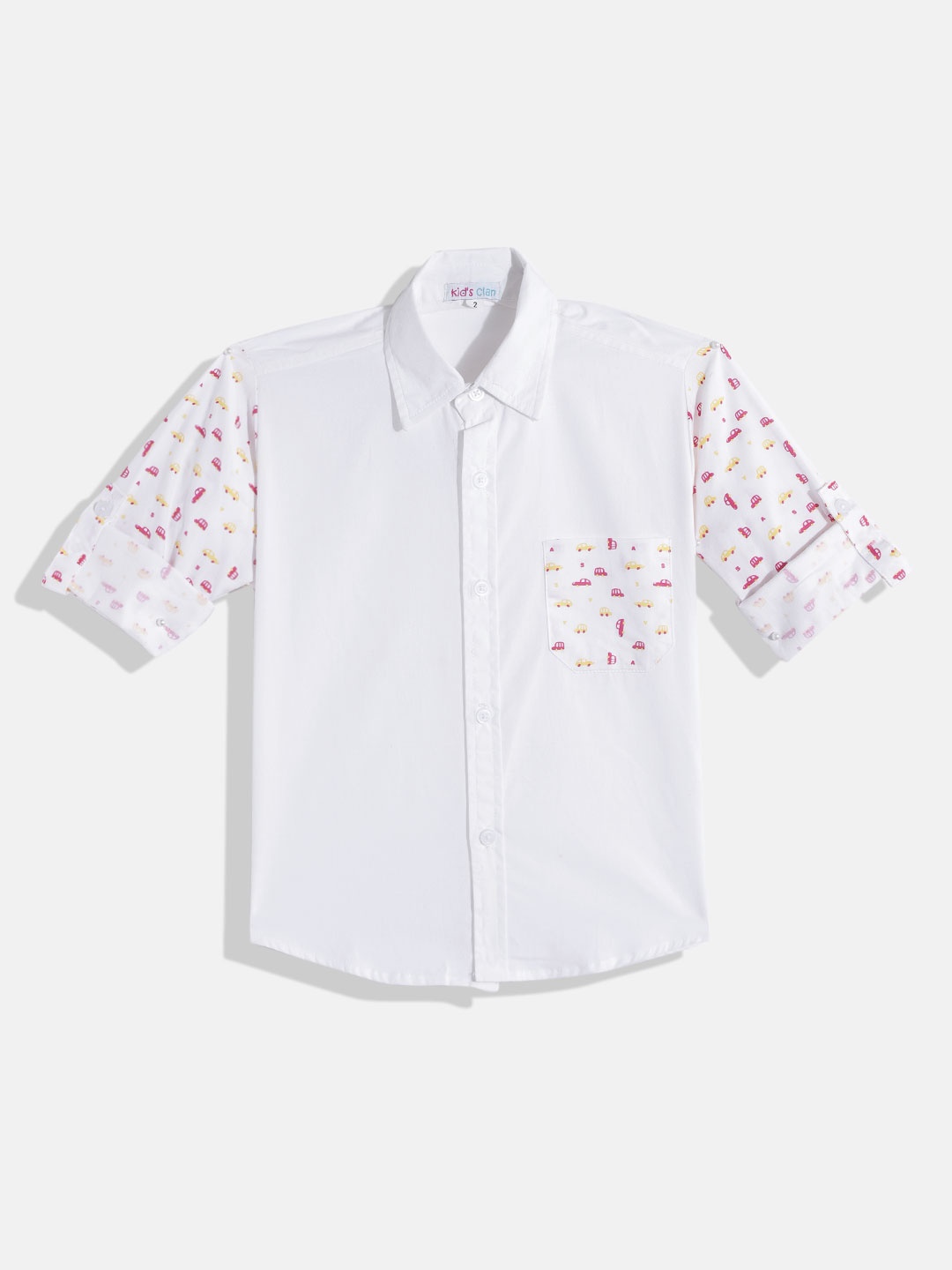 

Kids Clan Boys White & Pink Classic Printed Casual Shirt