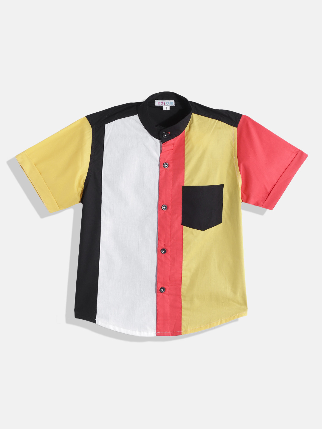 

Kids Clan Boys Mustard Yellow & White Classic Colourblocked Casual Shirt