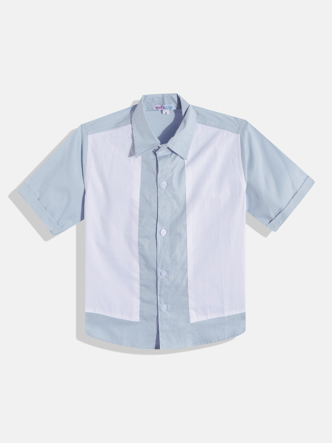 

Kids Clan Boys Turquoise Blue & White Classic Colourblocked Casual Shirt