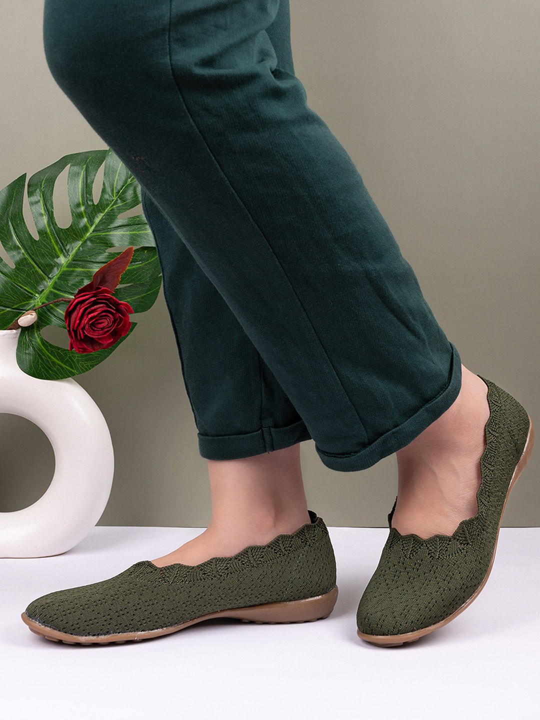 

FOOTONS Women Green Ballerinas Flats