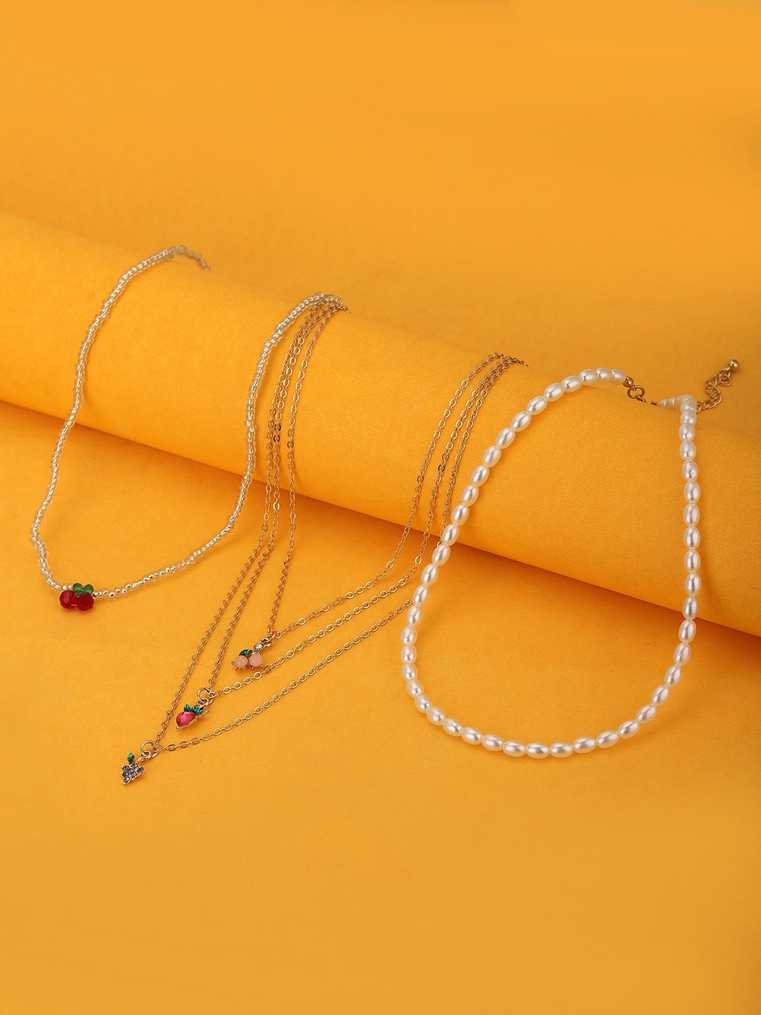 

Carlton London Set of 3 Rose Gold-Plated Necklace