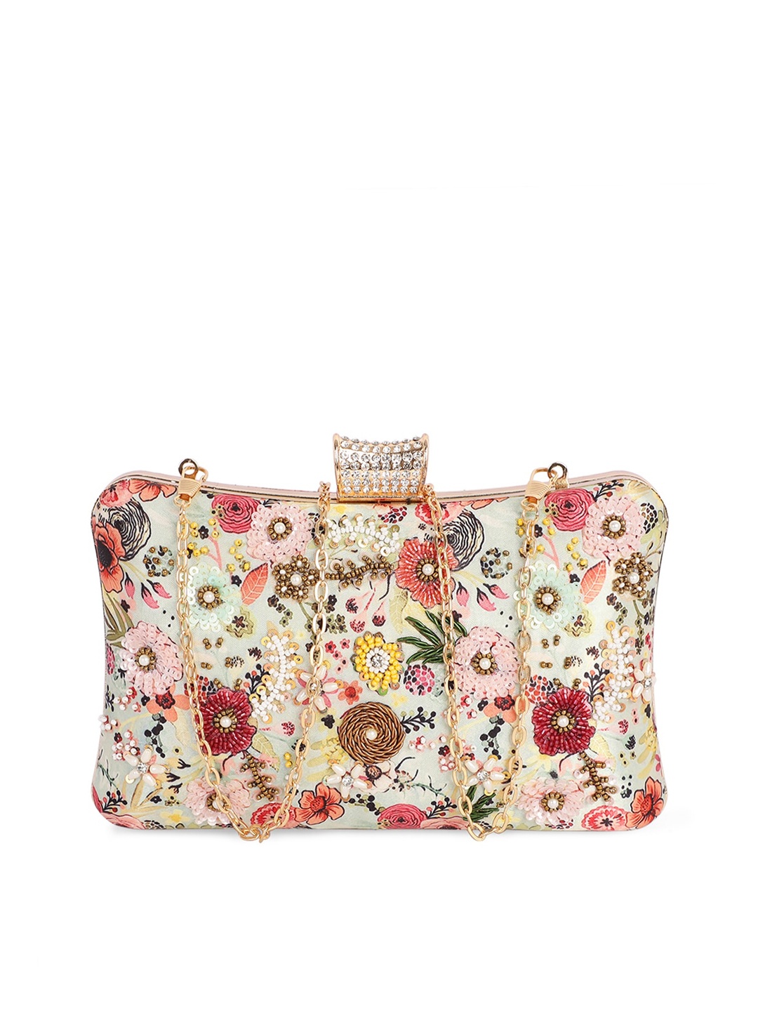 

ARTFLYCK Women Multi Color Floral Embroidered Clutch