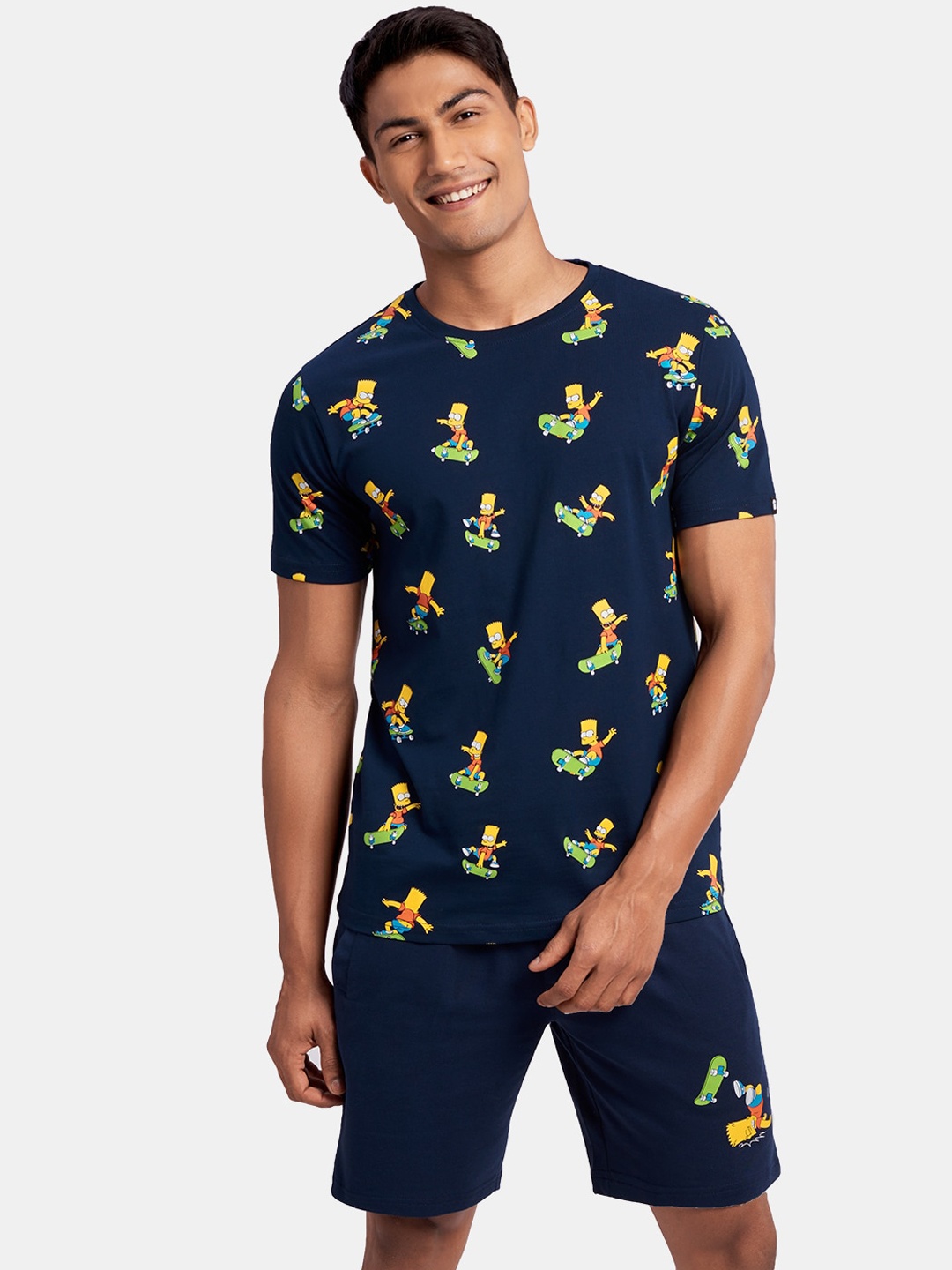 

The Souled Store Men Navy Blue Printed Cotton Co-Ords