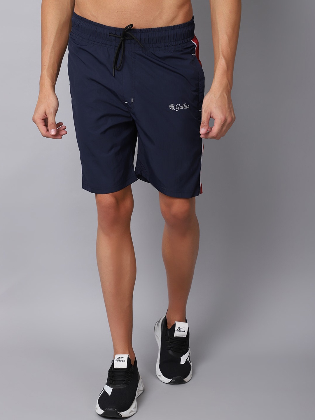 Gallus Men Navy Blue Printed Training or Gym Sports Shorts