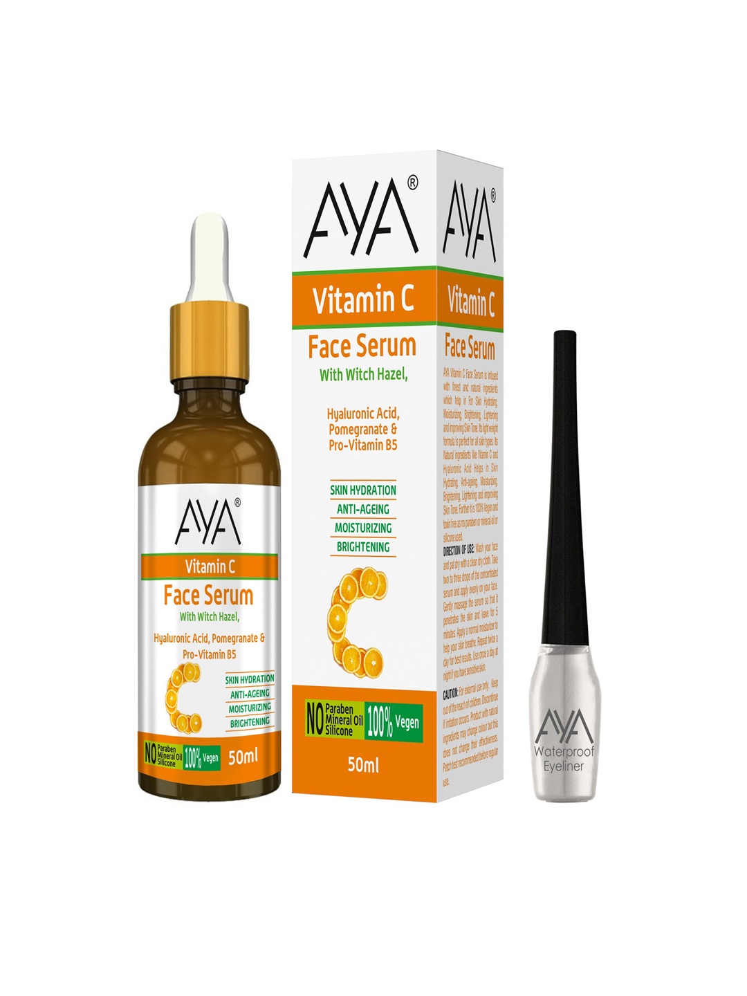 

AYA Vitamin C Face Serum 50 ml & Waterproof Eyeliner - White 5 ml