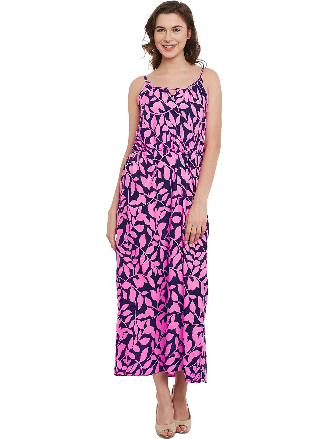 

Belle Fille Women Pink & Blue Printed Maxi Dress