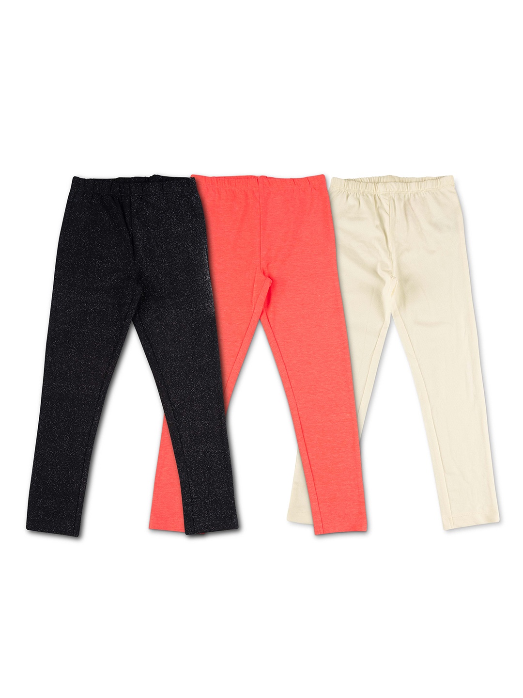

JusCubs Girls Pack of 3 Solid Ankle Length Leggings, Black