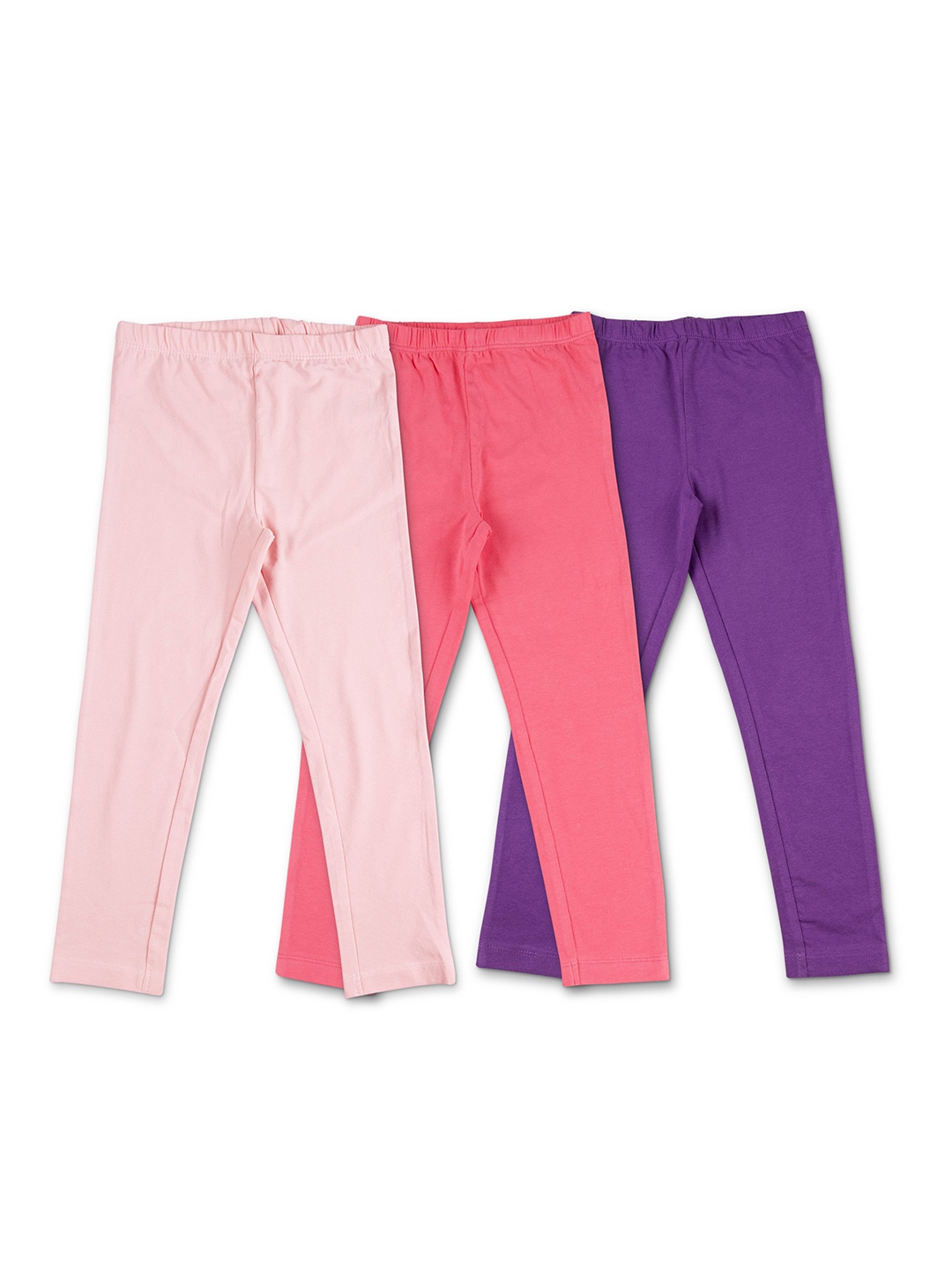 

JusCubs Set of 3 Girls Pink & Purple Knitted Ankle Length Leggings