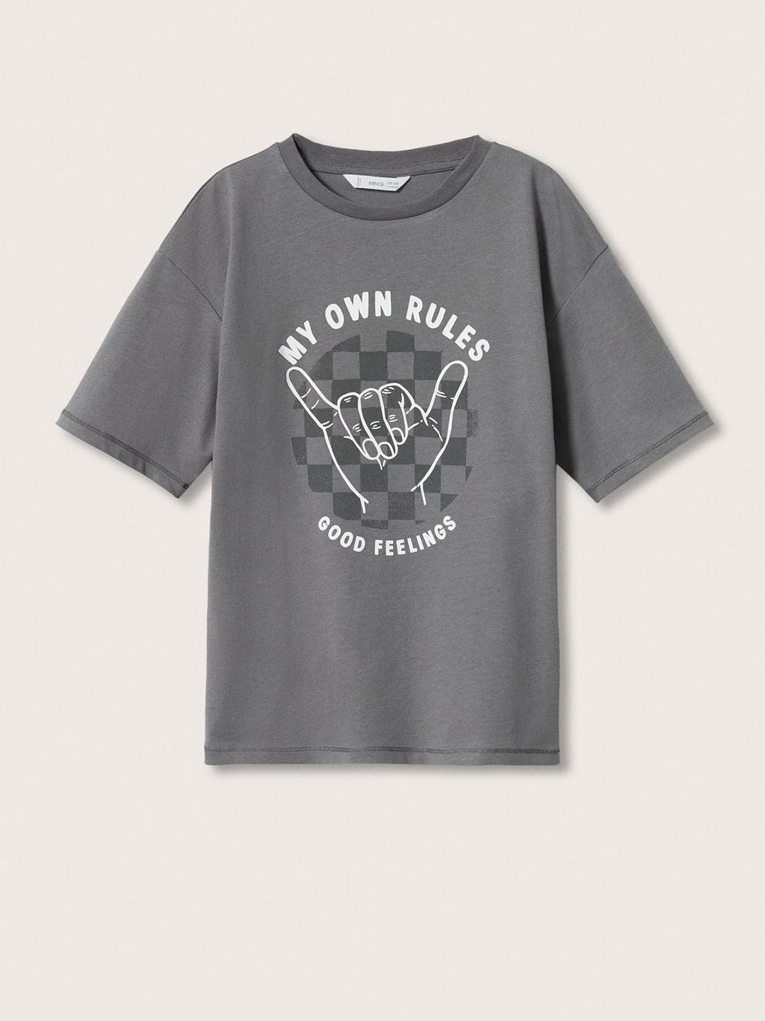

Mango Kids Boys Pure Cotton Typography Print Sustainable T-shirt, Grey