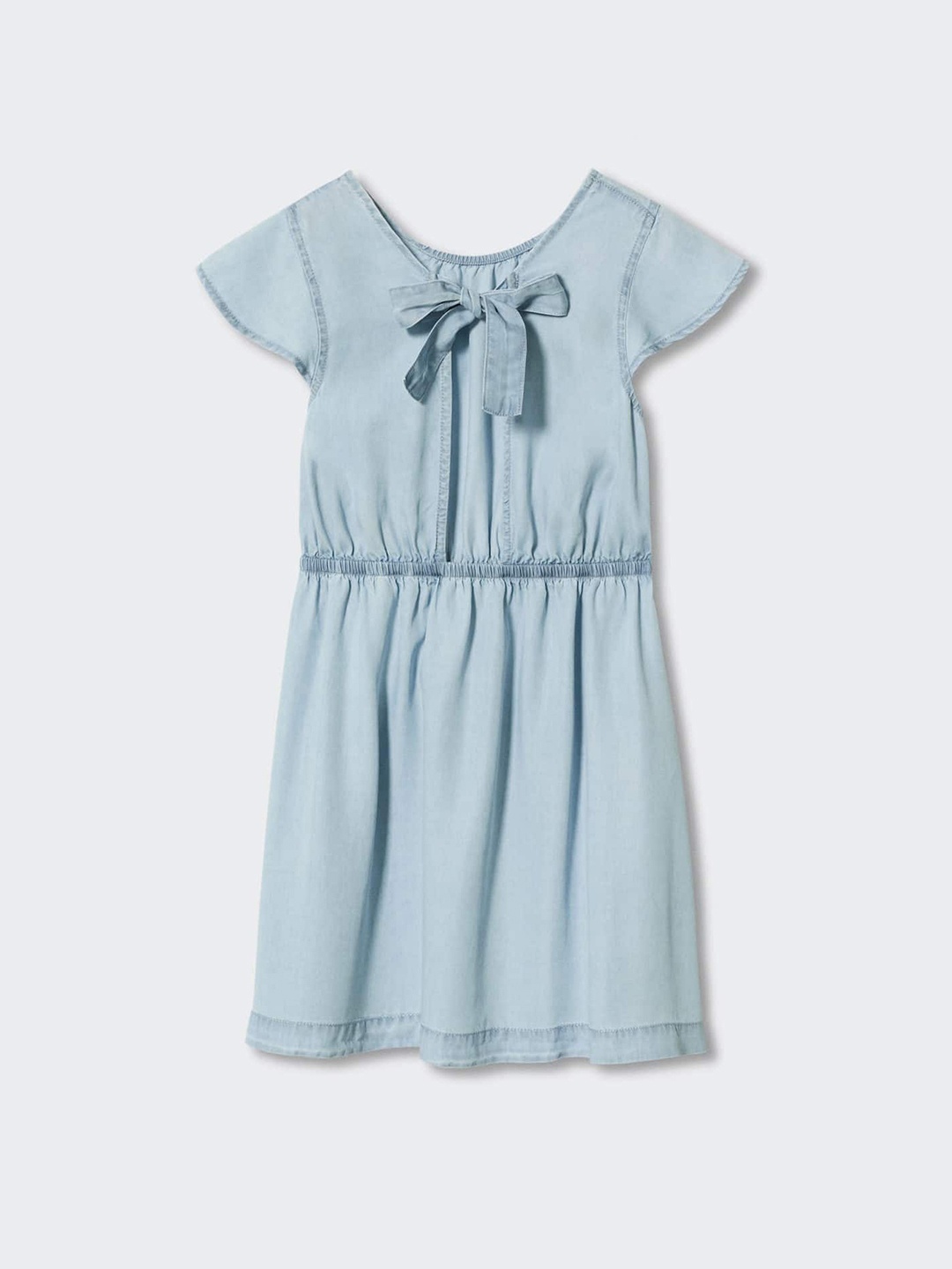 

Mango Kids Girls A-Line Dress with Tie-Up Detail, Blue