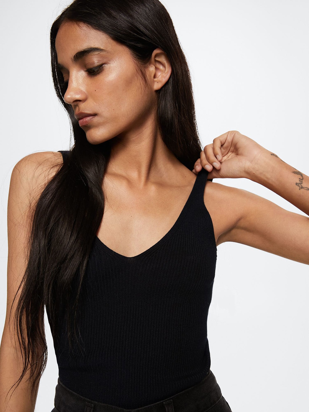 

MANGO Women Black Solid Top