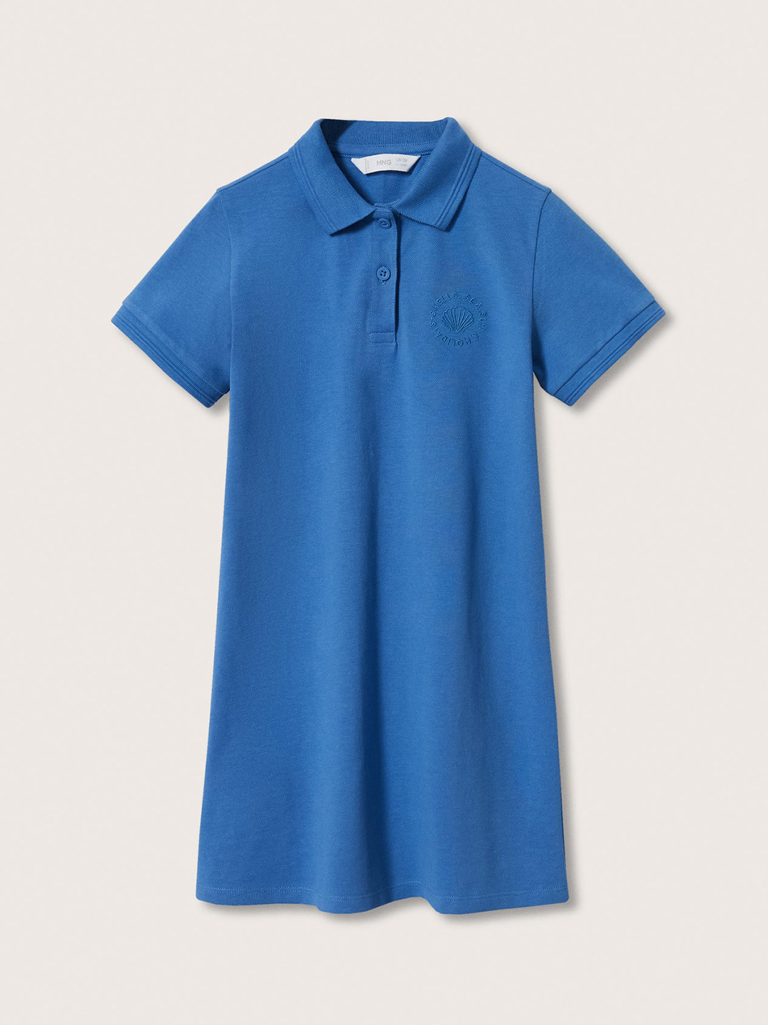 

Mango Kids Girls Blue Solid Pure Cotton Shirt Collar Shirt Dress