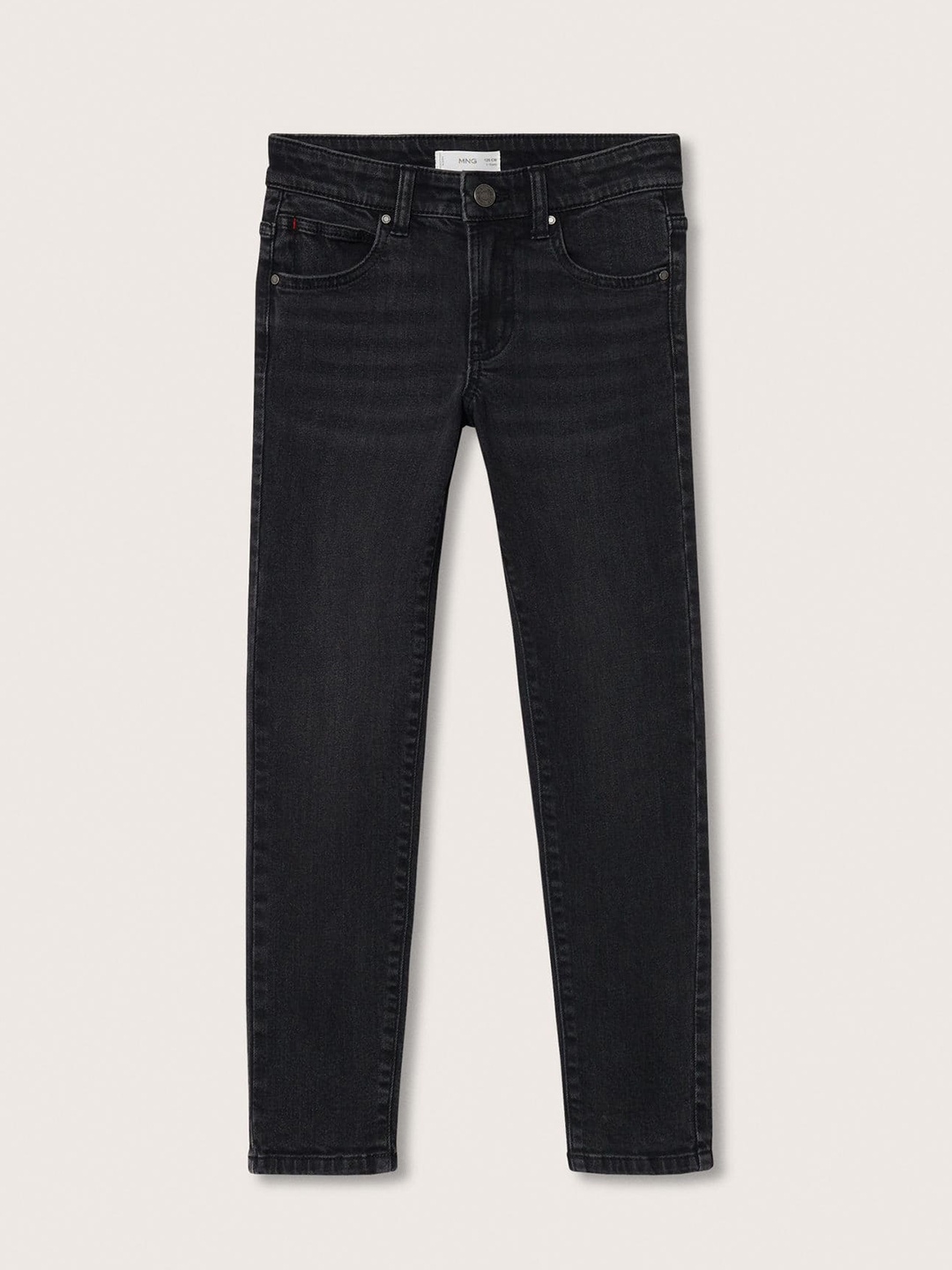 

Mango Kids Boys Black Solid Sustainable Stretchable Light Fade Slim-Fit Jeans